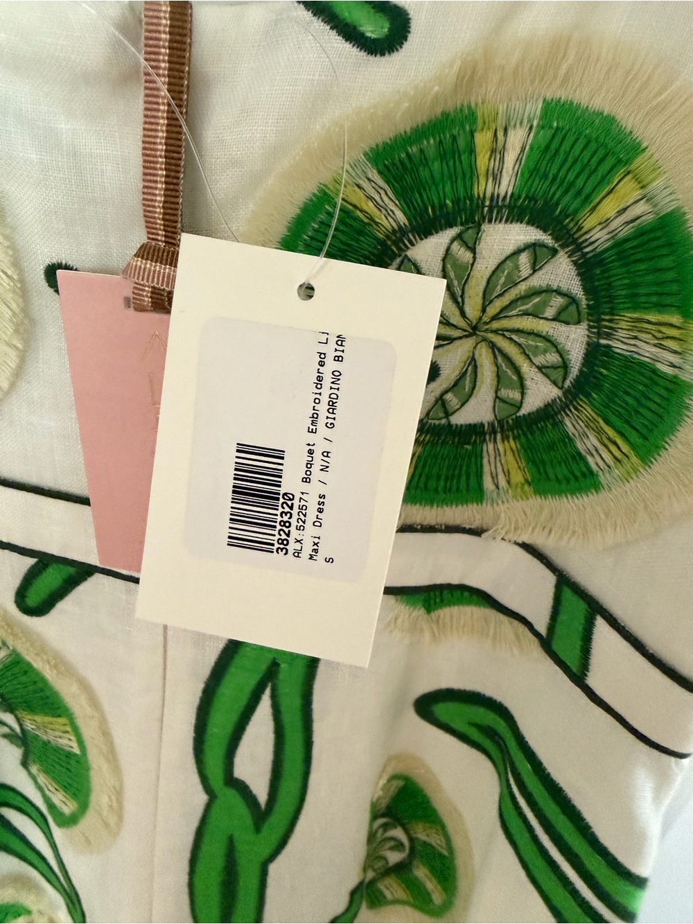 Alexis Cream & Green Floral Linen Slip Dress - Picture 4 of 11